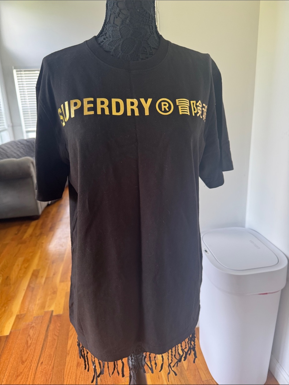 Superdry Black Tee with Gold Chest Logo